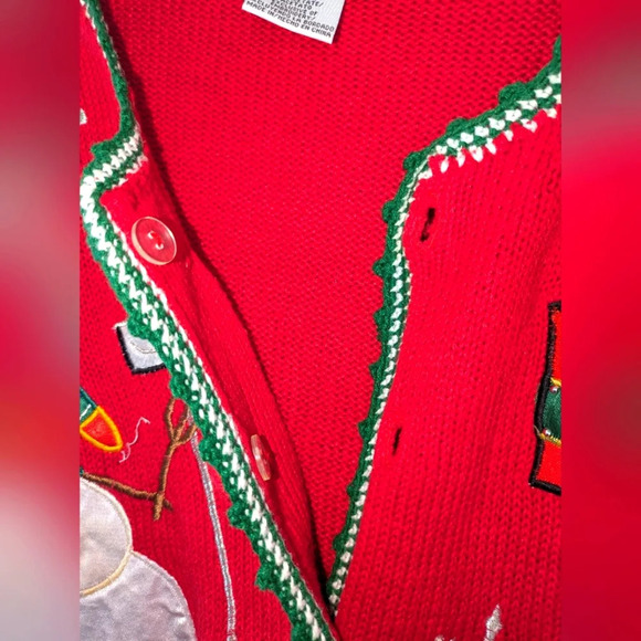 Nutcracker Christmas Cardigan Sweater in Red size 3X Knit Snowman Presents - Picture 3 of 9